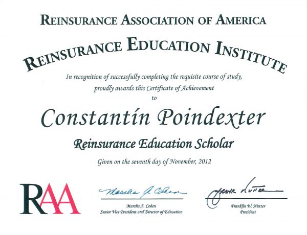 reinsurance, reinsurer, re, constantin poindexter