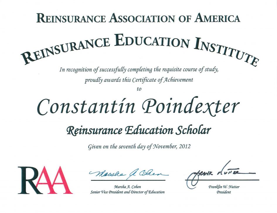 reinsurance, reinsurer, re, constantin poindexter